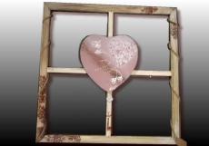 Tableau coeur sur cadre bois